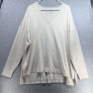 Wonderly Light Cream V-Neck Layered Knit Pullover